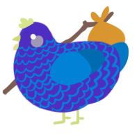 A indigo and sapphire chicken with a lace pattern
