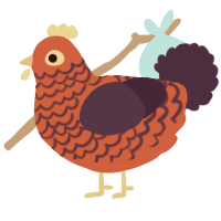 A crimson and navy chicken with a lace pattern