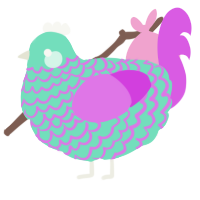 A mint and orchid chicken with a lace pattern