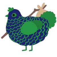 A navy and viridian chicken with a lace pattern