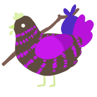 A bark and amethyst chicken with a bar pattern