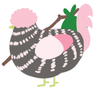 A grey and rose chicken with a bar pattern