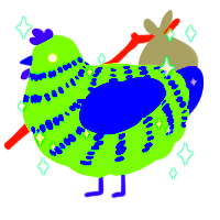 A grass and indigo chicken with a bar pattern