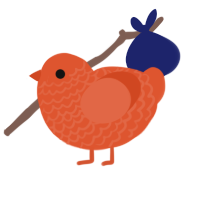 A vermilion chicken with a lace pattern