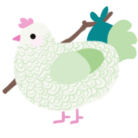 A white and gluppy chicken with a double-lace pattern