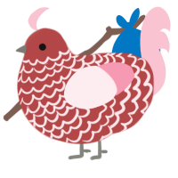 A red and rose chicken with a lace pattern