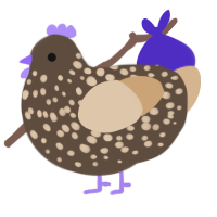 A bark and beige chicken with a speckle pattern