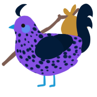A blurple and tumblr chicken with a speckle pattern