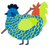 A sapphire and lime chicken with a lace pattern
