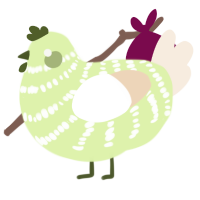 A apple and cream chicken with a bar pattern