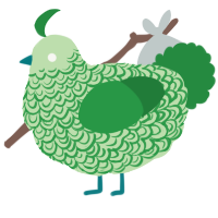 A gluppy and viridian chicken with a double-lace pattern