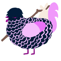 A tumblr and lavender chicken with a lace pattern
