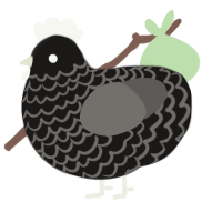A sable and grey chicken with a lace pattern