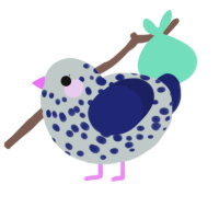 A silver and navy chicken with a speckle pattern