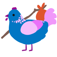 A sapphire and lavender chicken with a neck-speckle pattern