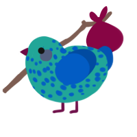 A turquoise and ultramarine chicken with a speckle pattern
