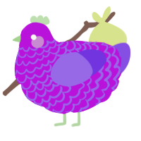 A amethyst and blurple chicken with a lace pattern