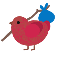 A red and crimson chicken with a double-lace pattern