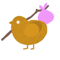 A ochre chicken with a lace pattern