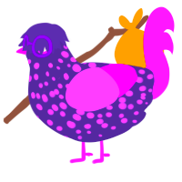 Konnie, a overcast and orchid chicken with a speckle pattern