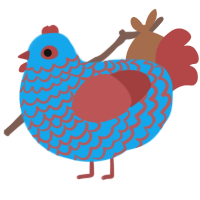 (unnamed), a sky and red chicken with a lace pattern