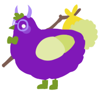 Eggy, a violet and lemon chicken