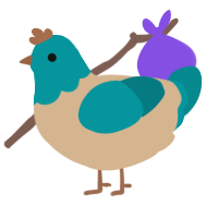 She sells seashells, a beige and teal chicken with a head pattern