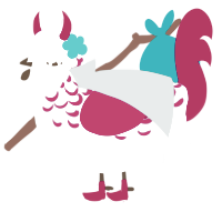 saignée, a white and maroon chicken with a half-lace pattern
