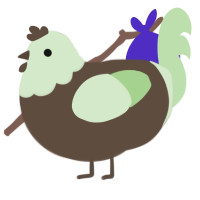 A bark and gluppy chicken with a head pattern