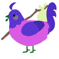 Bubblegum, a orchid and indigo chicken with a head pattern