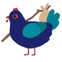 Bluey, a navy and sea chicken