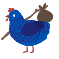 A ultramarine and navy chicken with a lace pattern