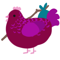 Tint, a maroon and plum chicken with a half-lace pattern