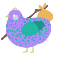 A lilac and turquoise chicken with a speckle pattern