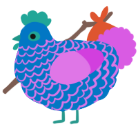 A sapphire and orchid chicken with a lace pattern