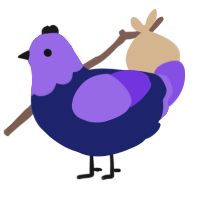 A navy and blurple chicken with a head pattern