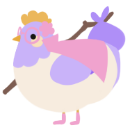 Thimble, a cream and lilac chicken with a head pattern