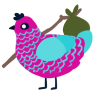 Bubblegum, a fuchsia and aqua chicken with a lace pattern