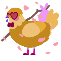 A ochre and honey chicken with a head pattern