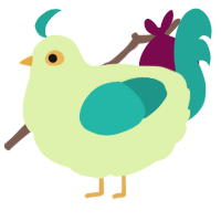 A apple and turquoise chicken