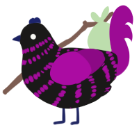 Glowstick, a sable and plum chicken with a bar pattern