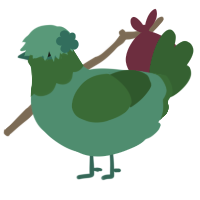 O Green World, a turquoise and leaf chicken with a head pattern