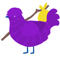 vio, a violet chicken with a bar pattern