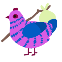 Hula Zombie, a orchid and ultramarine chicken with a bar pattern