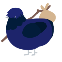 Lonesome Blues, a navy and tumblr chicken with a head pattern