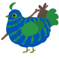 A ultramarine and viridian chicken with a bar pattern