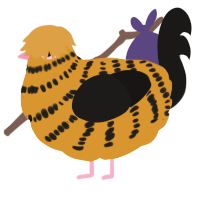 tiger balm, a orange and sable chicken with a bar pattern