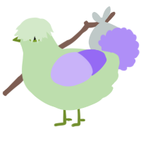 A gluppy and lilac chicken