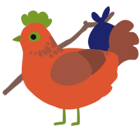 Tomato, a vermilion and russet chicken with a neck-speckle pattern