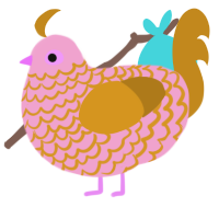 (unnamed), a pink and ochre chicken with a lace pattern